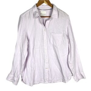 J.Crew Women Cotton Waffle Gauze long Sleeve Button Down Shirt Sz 12 Beach Coast